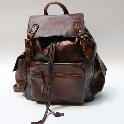 Womens Cool Leather Backpacks Brown Leather Travel Backpack Bag Purse for Women
