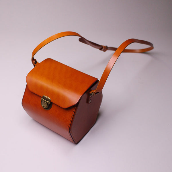 Womens Cube Bag Brown Leather Crossbody Bags Shoulder Bag for Women Designer