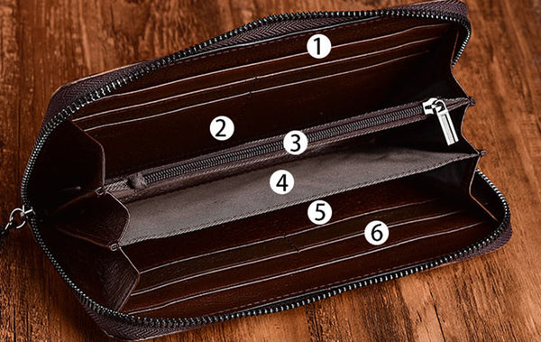 Womens Embossed Genuine Leather Zip Around Wallet Clutch Wallet Purse For Women Details