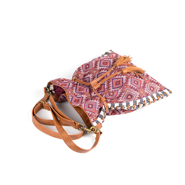Womens Fabric Boho Handbags With Fringe Hippie Shoulder Bags For Women Fashion