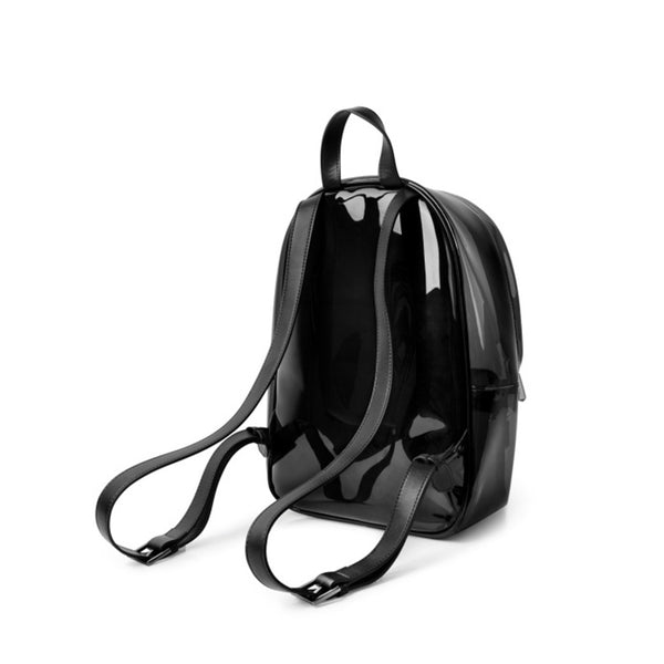 Womens Fashion Black PVC and Leather Backpack Bag Purse Funky Backpacks for Women cowhide