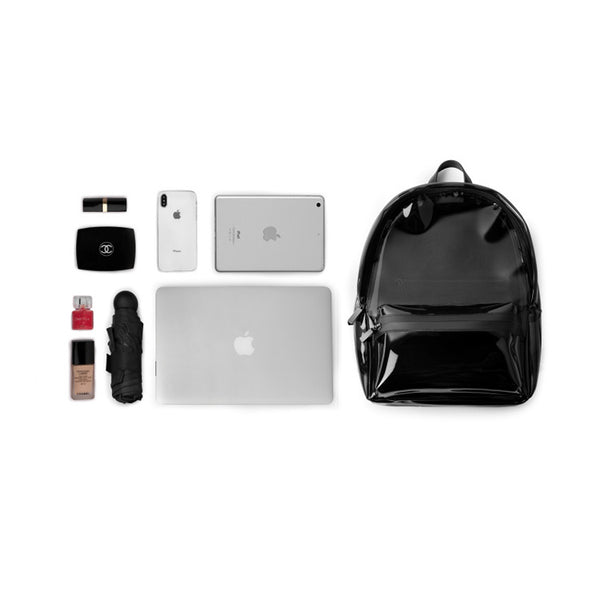 Womens Fashion Black PVC and Leather Backpack Bag Purse Funky Backpacks for Women cute