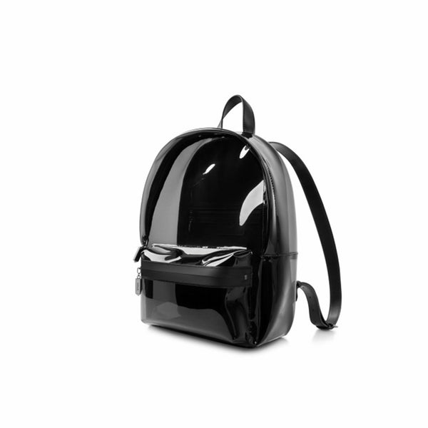 Womens Fashion Black PVC and Leather Backpack Bag Purse