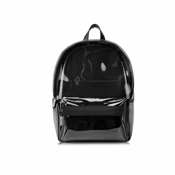Womens Fashion Black PVC and Leather Backpack Bag