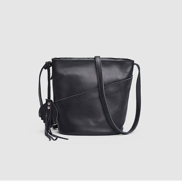 Womens Genuine Leather Bucket Bag Crossbody Bags Purse Shoulder Bag cowhide