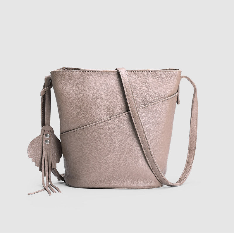 Womens Genuine Leather Bucket Bag Crossbody Bags Purse Shoulder Bag