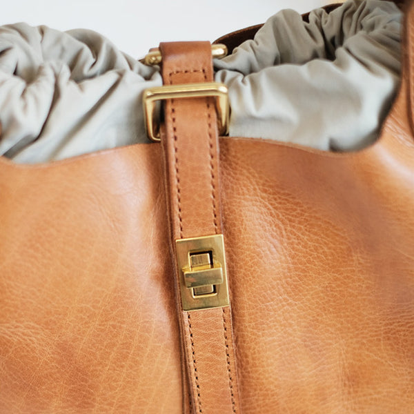 Womens Genuine Leather Bucket Bags Black Leather Handbag For Women Durable