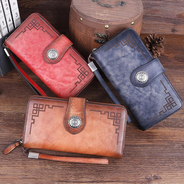 Womens Genuine Leather Clutch Wallet Purse Zip Around Wallet For Women Best