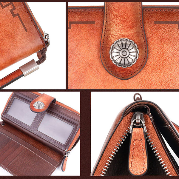 Womens Genuine Leather Clutch Wallet Purse Zip Around Wallet For Women Chic
