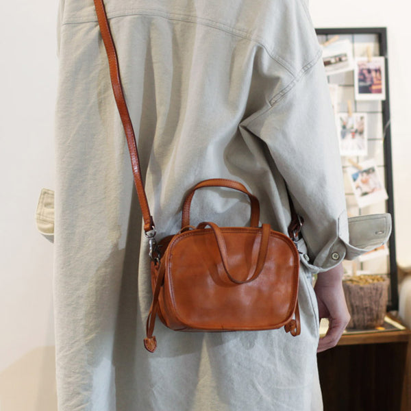 Womens Genuine Leather Crossbody Drawstring Bucket Bag Handbags For Women Beautiful