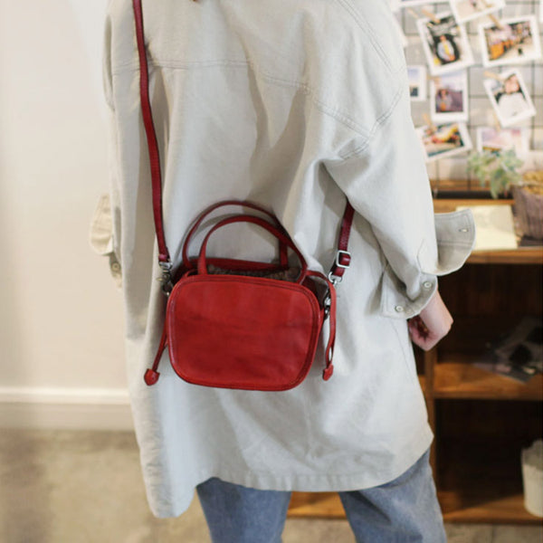 Womens Genuine Leather Crossbody Drawstring Bucket Bag Handbags For Women Chic