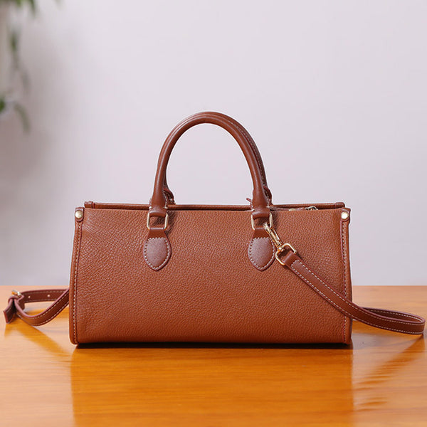 Womens Genuine Leather Handbags Crossbody Bags Purses for Women Brown