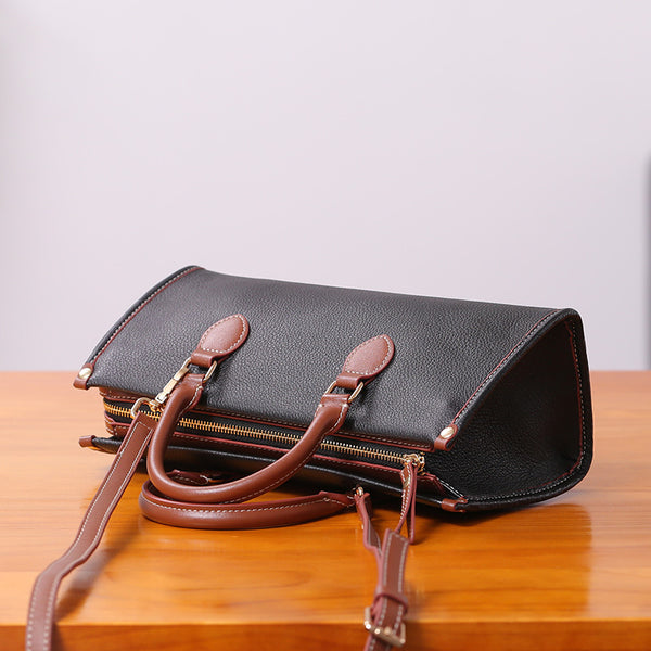 Womens Genuine Leather Handbags Crossbody Bags Purses for Women black
