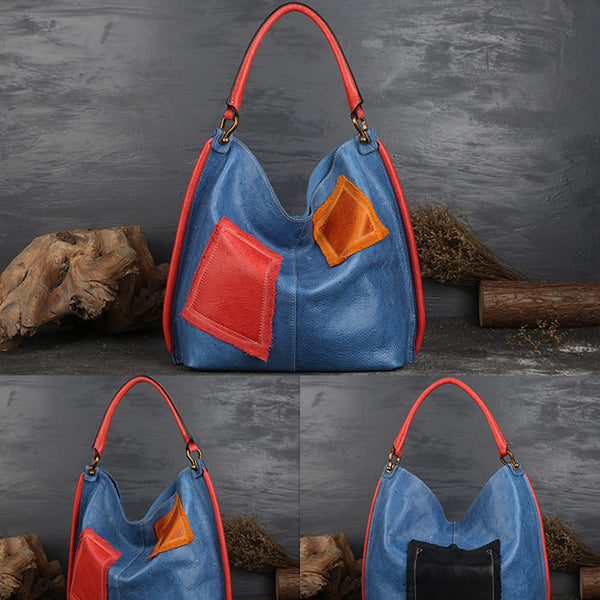 Womens Genuine Leather Hobo Handbags Tote Bags Purses for Women cowhide