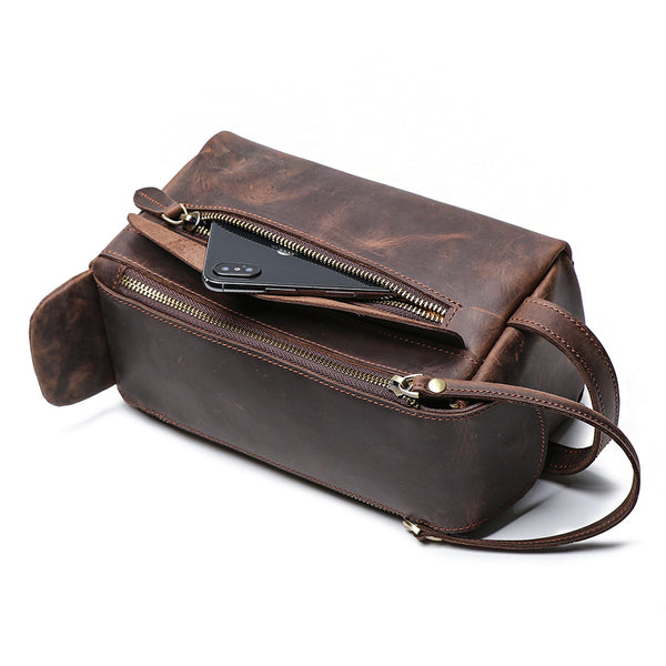 Cool Ladies Small Full Grain Leather Handbags Makeup Bags Cluches for Women