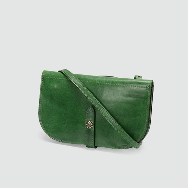 Womens Green Leather Crossbody Saddle Bag Purse Small Shoulder Bag beautiful