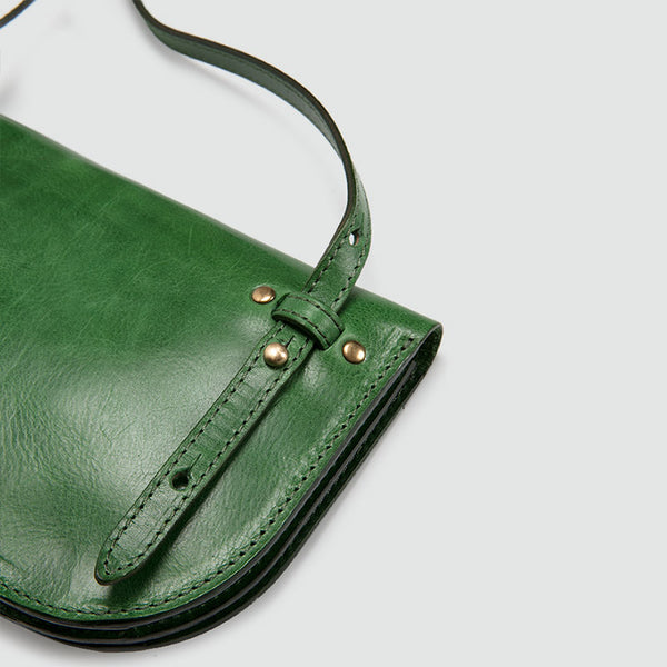Womens Green Leather Crossbody Saddle Bag Purse Small Shoulder Bag cool