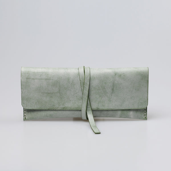 Womens Green Leather Slim Long Wallets Clutch Purses for Women Genuine Leather