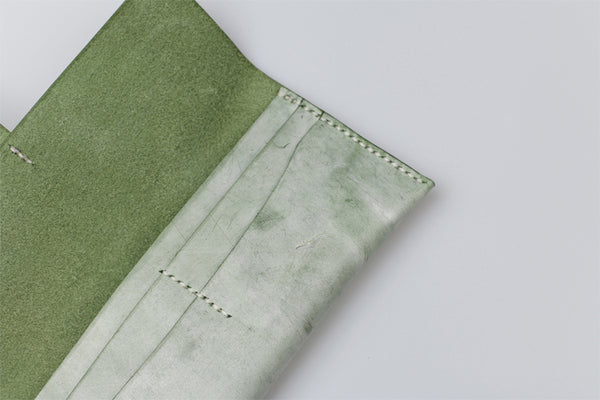 Womens Green Leather Slim Long Wallets Clutch Purses for Women cute