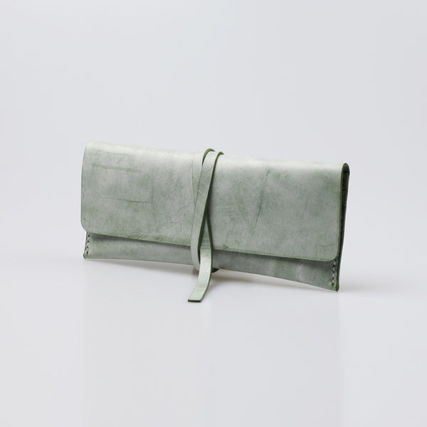 Womens Green Leather Slim Long Wallets Clutch Purses for Women