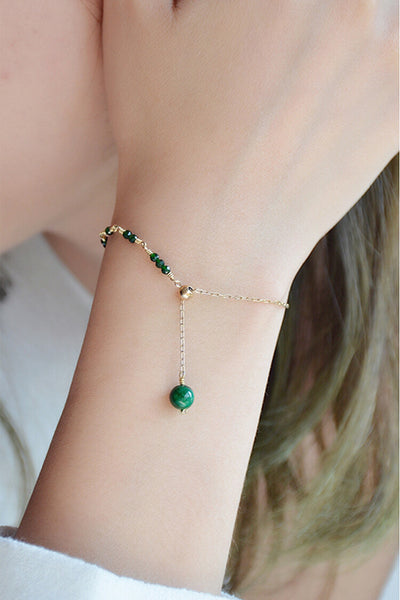 Womens Jade Beaded Bracelets 14K Gold Charm Bracelets for Women elegant