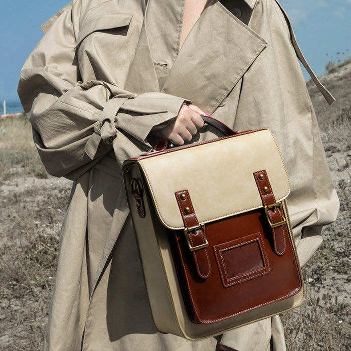 brown leather messenger bag backpack Womens Vegan Leather Backpack Purse Crossbody Laptop Messenger Bag Boo – igemstonejewelry