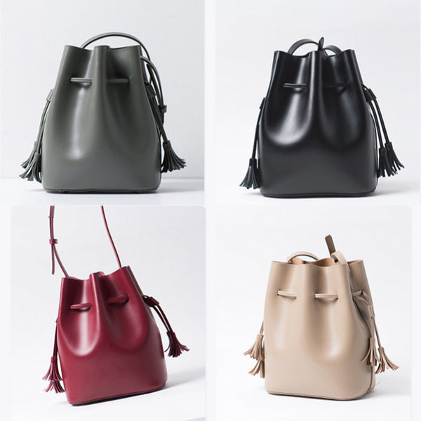 Womens Leather Bucket Bag Small Crossbody Bags Purse for Women work bag