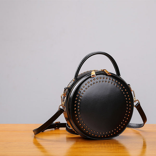 Womens Leather Circle Bag Crossbody Bags Shoulder Bag Purses for Women Designer