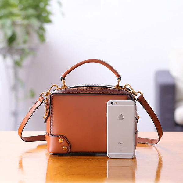 Womens Leather Cube Bag Crossbody Bags Shoulder Bag Purses for Women Chic