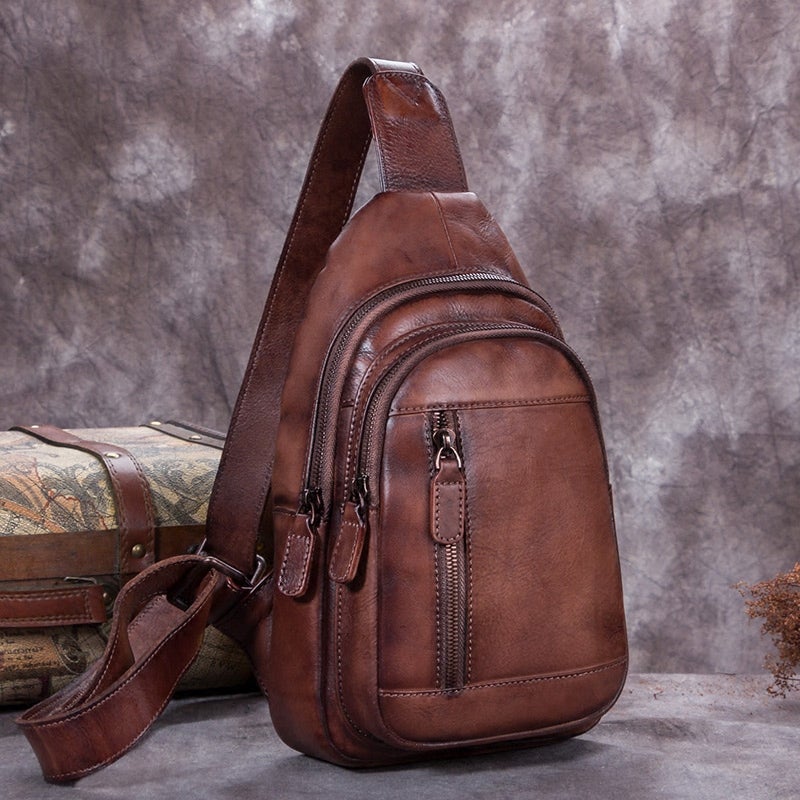 cross shoulder backpack leather Cool Women's Chest Sling Bag Purse One Strap Leather Backpack For Wome –  igemstonejewelry