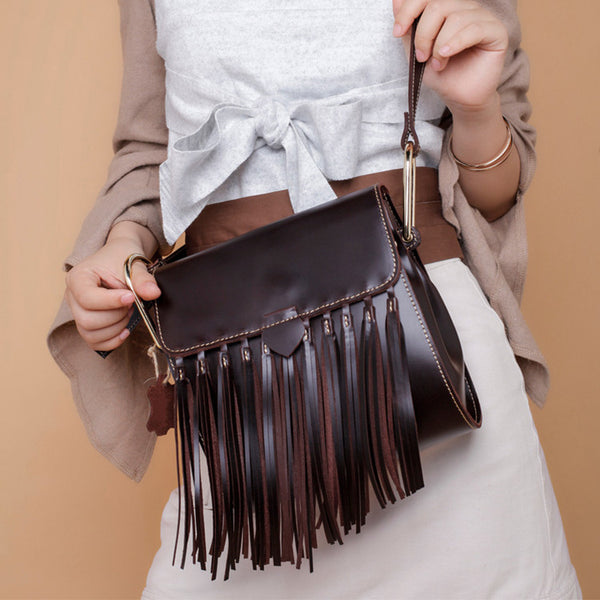 Womens Leather Fringe Crossbody Bag Western Purses Cross Shoulder Bag for Women Affordable