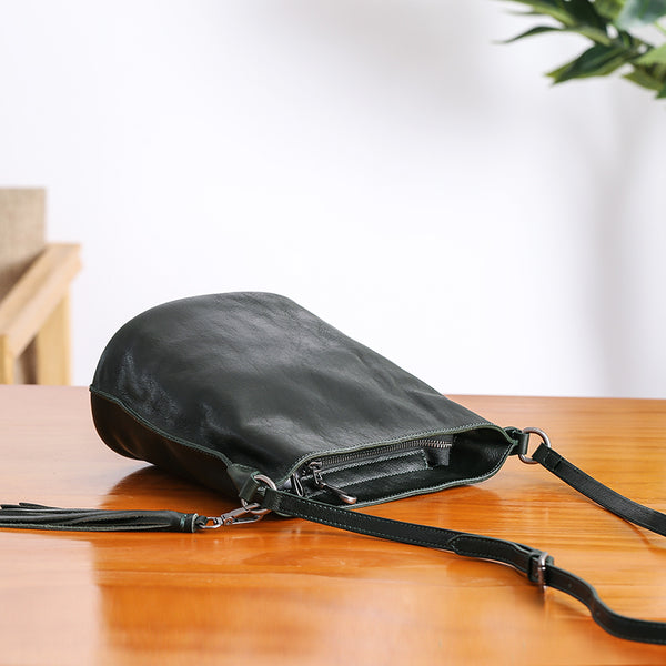 Womens Leather Tassels Bucket Bag Crossbody Bags Purse Shoulder Bag beautiful
