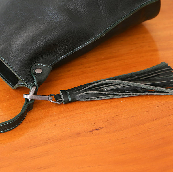 Womens Leather Tassels Bucket Bag Crossbody Bags Purse Shoulder Bag small
