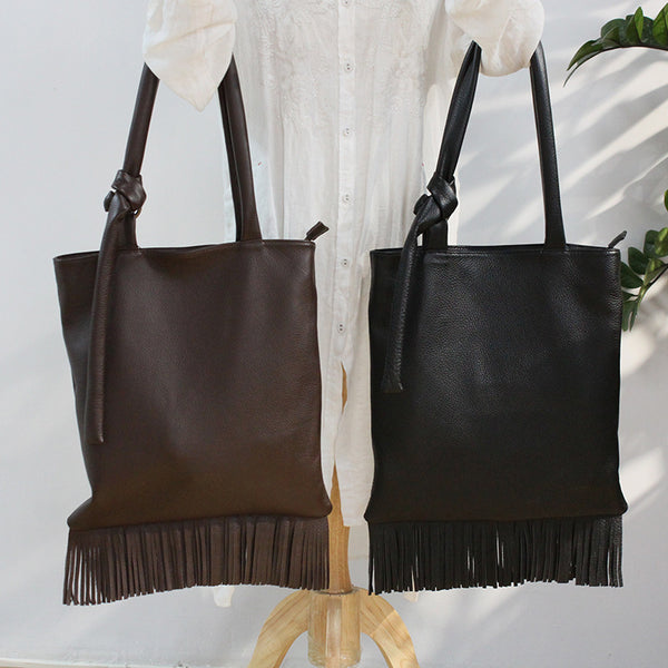 Womens Leather Tote Handbags With Fringe Cross Shoulder Bag for Women Beautiful
