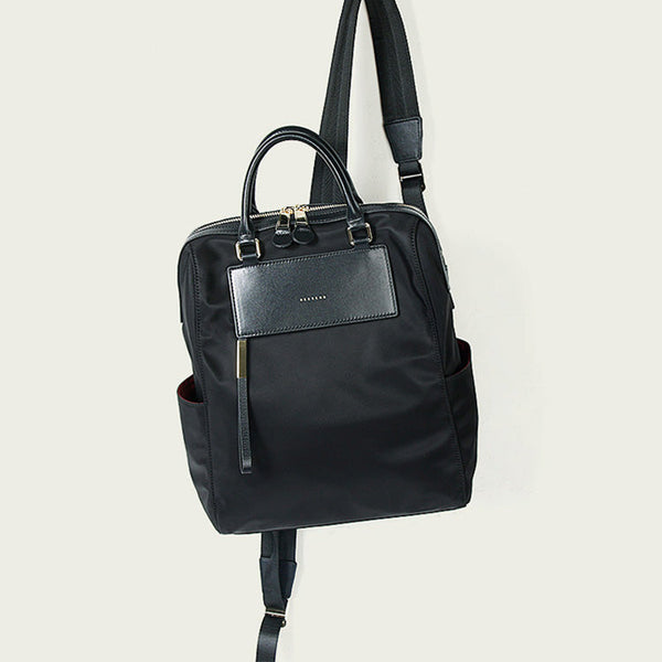 Small Women's Nylon Backpack Purse Black Rucksack For Women