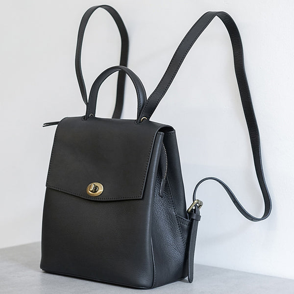 Womens Mini Black Leather Backpack Bag Cute Backpacks For Women Best