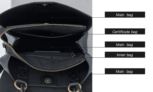 Womens Mini Black Leather Backpack Bag Cute Backpacks For Women Inside