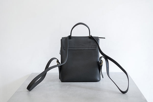 Womens Mini Black Leather Backpack Bag Cute Backpacks For Women Quality