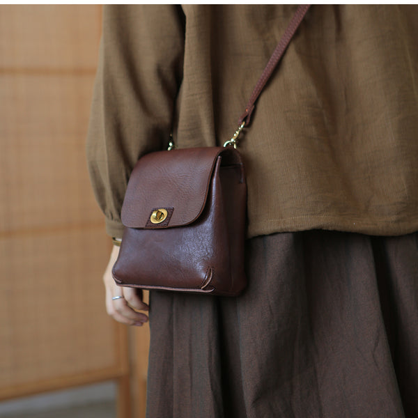 Womens Mini Crossbody Phone Bags Brown Shoulder Bag Gift-idea