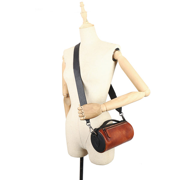 Womens Mini Leather Barrel Crossbody Bag Shoulder Handbags Casual