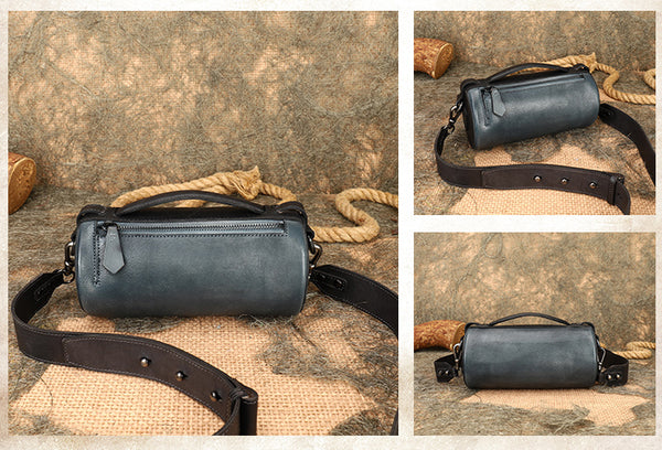 Womens Mini Leather Barrel Crossbody Bag Shoulder Handbags Chic