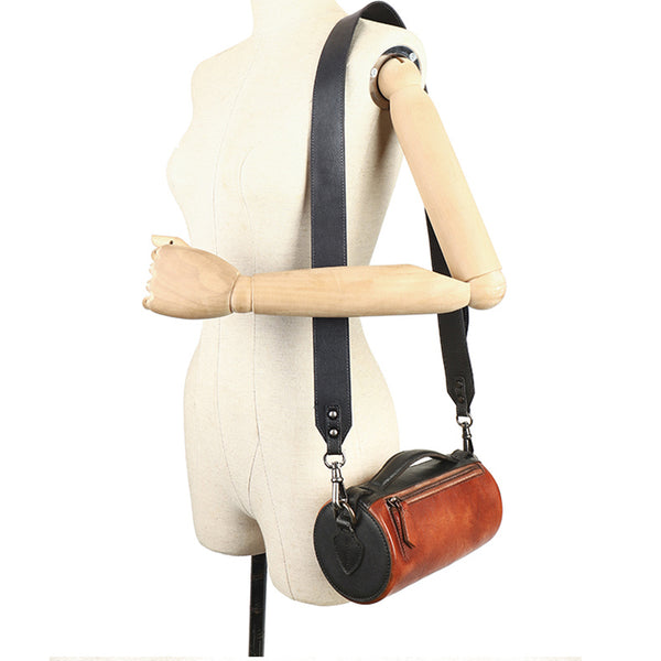 Womens Mini Leather Barrel Crossbody Bag Shoulder Handbags Cowhide