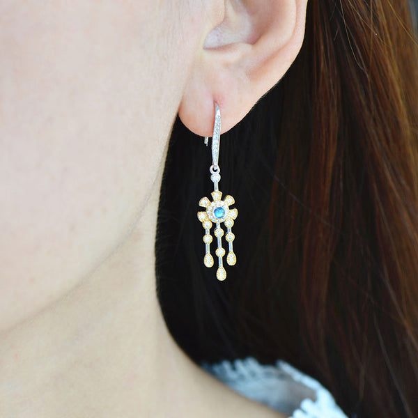 Womens Moonstone Drop Earrings June Birthstone Hoop Earrings With Gold Plated Silver Earrings For Women Beautiful