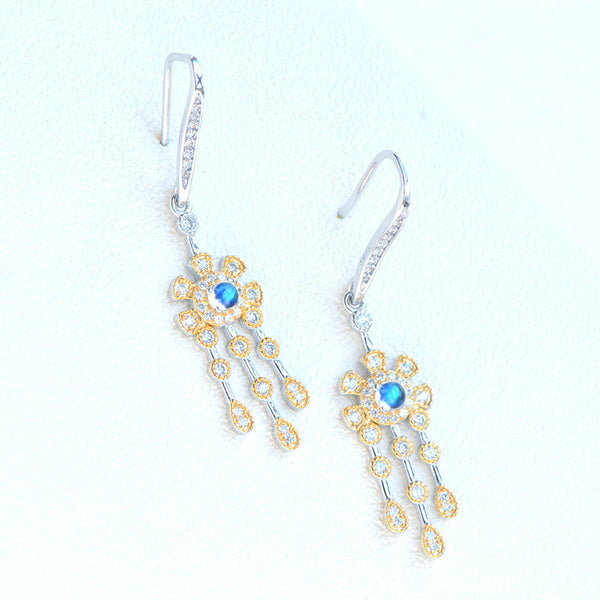 Womens Moonstone Drop Earrings June Birthstone Hoop Earrings With Gold Plated Silver Earrings For Women