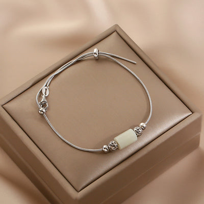 Womens Real Jade Bracelet Adjustable Sterling Silver Charm Bracelets For Women Silver