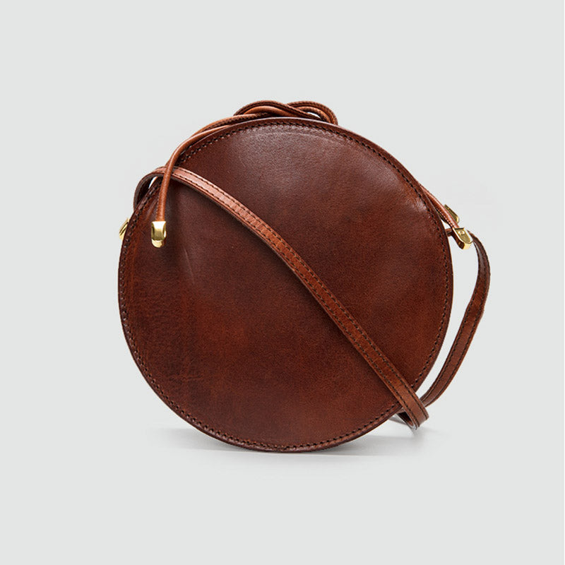 Circle Leather Bag Cercle Round Crossbody Purse Top Handle 