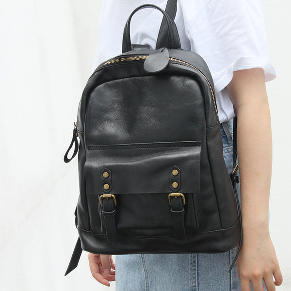 Womens Small Black Leather Backpack Bags Rucksack Purse For Women Accessories