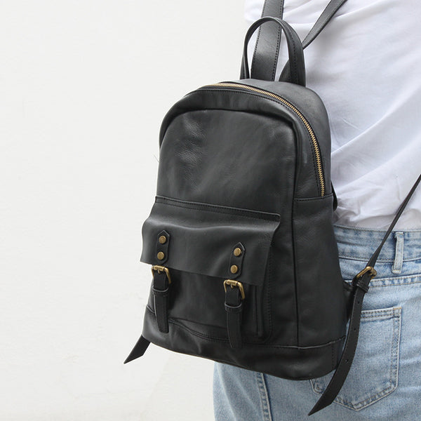 Womens Small Black Leather Backpack Bags Rucksack Purse For Women Affordable