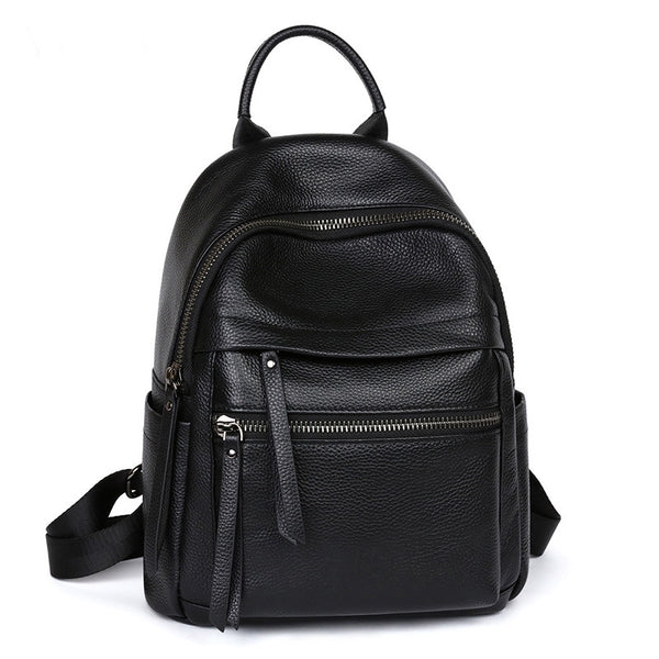 Womens Small Black Leather Backpack Purse Black Rucksack For Women Beautiful