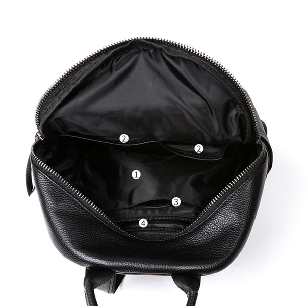 Womens Small Black Leather Backpack Purse Black Rucksack For Women Capacity